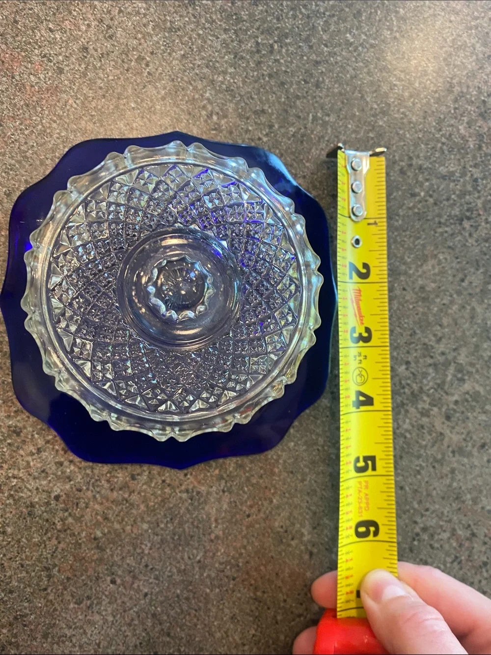 Glass Clear/Royal Blue Serving Dish